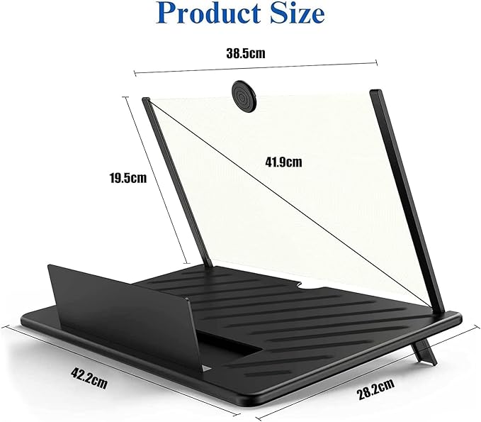 20" Screen Magnifier for Cell Phone,Fanlory 3D HD Magnifying Projector Screen Enlarger for Movies, Videos and Gaming, Foldable Phone Stand with Screen Amplifier,Compatible with All Smartphones