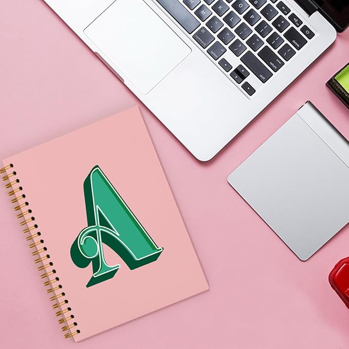 ShowDraven Vintage Initial Letter A Notebook, Personalized Gifts Notebook, Custom Notebook Journals for Writing, Customized Gifts, Monogrammed Gifts for Women, Hardcover Spiral Notebook 5.5 x 8.3
