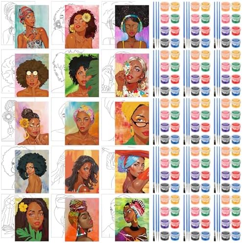Sherr 75 Pcs 15 Set Pre Drawn Canvas Kit for Painting Craft Sip Paint Kit by Sherr