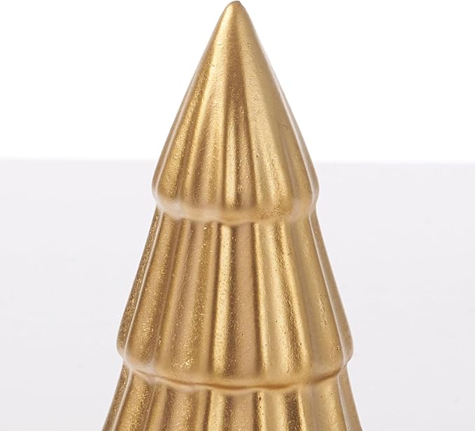 WDS WONDROUS Metallic Mini Christmas Trees Gold, Set of 6 Small Christmas Trees Figurine Tiered Tray Decor, Xmas Tabletop Decorations Table Centerpiece Office Mantel Shelf