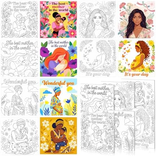 Honoson 6 Pcs 6 Inch Pre Drawn Outline Canvas Paint Kit with Pictures for Adults Paint Party Stretched Canvas Art Boards Set for Adult Beginner (Mother's Day) by Honoson