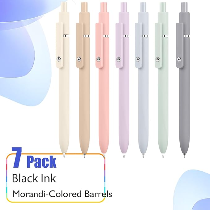 Vanhench 7Pcs 0.5mm Black Ink Gel Pens Quick Dry with Silicone Touch Barrel & Fidget Stress Ball, Multifunction Writing Fine Point Smooth Writing Pens School Supplies Stocking Stuffers Gifts for Women