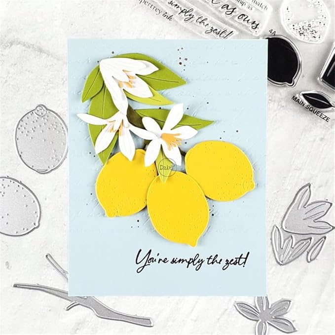 DzIxY Patchwork Branches Flowers Leaves Lemons Metal Cutting Dies for Card Making Kit Embossing Paper Die Cuts Set Scrapbook Stencils Supplies Machine Templates