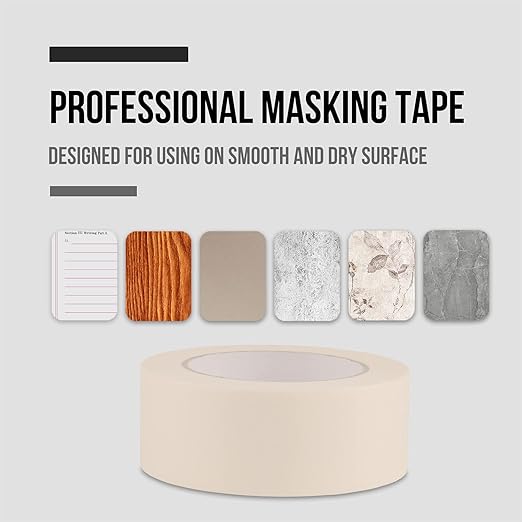 Lichamp Wide Masking Tape 2 inches, 10 Pack General Purpose Masking Tape Bulk Multipack for Basic Use, 1.95 inches x 55 Yards x 10 Rolls (550 Total Yards)