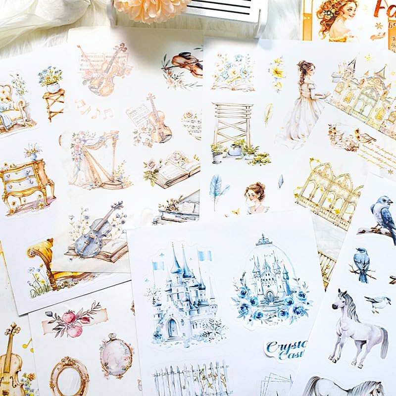 Alideco 20pcs Vintage Scrapbook Stickers Europe and The United States Figure Flowers Sticker Book for Adults Sticker journaling Stickers for Scrapbooking (qihuantonghua) - Image 7