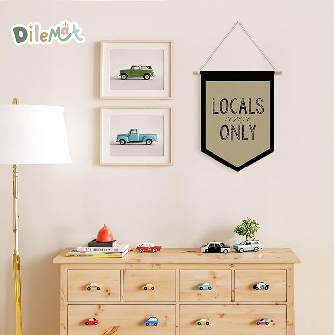 Surf Decor Locals Only Linen Pennant Banner,Neutral Beach Wall Hanging Flag,Beach Surf Coastal Vintage Decor for Surf Shack, Home, Bar,Rustic Outdoor Indoor Sign
