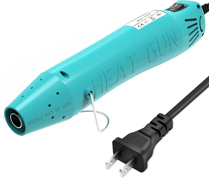 Heat Gun, Mini Heat Gun for Shrink Tubing, for DIY Crafts, 300W Heat Air Gun with Reflector Nozzle, Shrink Wrap Gun Tool for Packaging PVC, Drying Paint, Clay - green