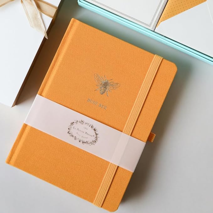 Graphique Bee Lined Journal Plus Pen Luxe Collection, Hardcover Diary Notebook for Writing, Gold Foil Embossing, 160 Pages, 6” x 8”