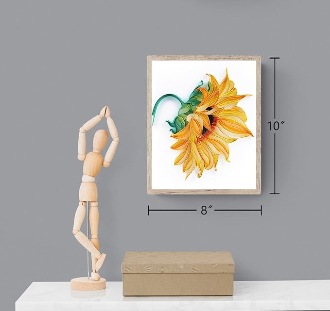 Uniquilling Quilling Kit Paper Quilling Kit for Adults Beginner, Handmade DIY Craft Quilling Paper Filigree Painting Kit Tools, Home Room Wall Art Decor Perfect Gifts, 8 * 10-inch Sunflower (Basic)