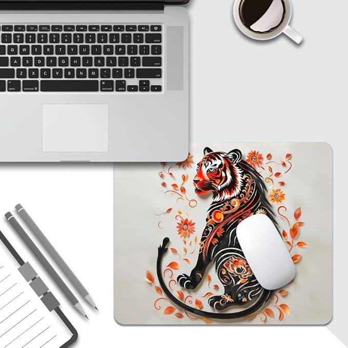 Tiger Texture Mouse pad, Square Waterproof and Anti Slip Mouse pad for Office laptops