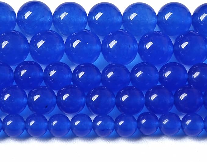 8MM 46PCS Deep Blue Chalcedony Natural Stone Loose Beads for Jewelry Making DIY Bracelet