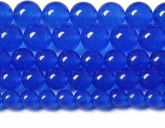 160PCS 4MM Deep Blue Chalcedony Natural Stone Loose Beads for Jewelry Making DIY Bracelet
