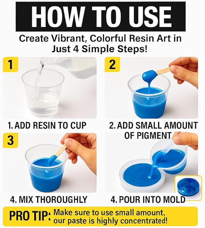 24 Colors Epoxy Resin Pigment Paste Set – High Concentration Creamy Opaque Epoxy Dye & Coloring Paste Kit for Resin Art, Jewelry Making, Tumblers, River Tables, Coasters – Mica Powder Alternative