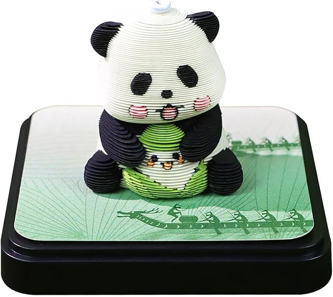 3D Time Piece Calendar 2026 3D Tear Away Art Memo Pad Notepad Desk Calendar with Light,3D Art Calendar Desktop Decoration Gift for Christmas (Cute Panda)