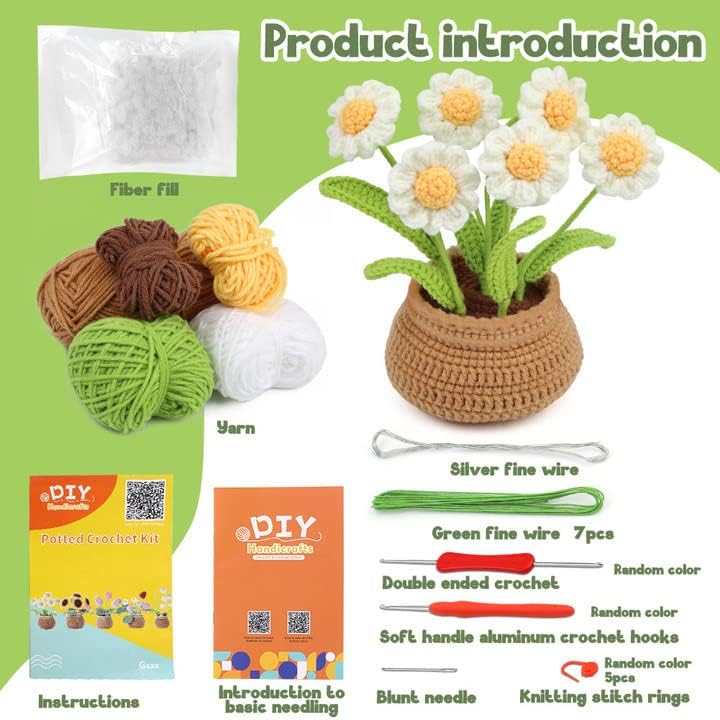 kgxulr Crochet Kit, Little Daisy Knitting Kit, Crochet Kit for Beginners - Image 2