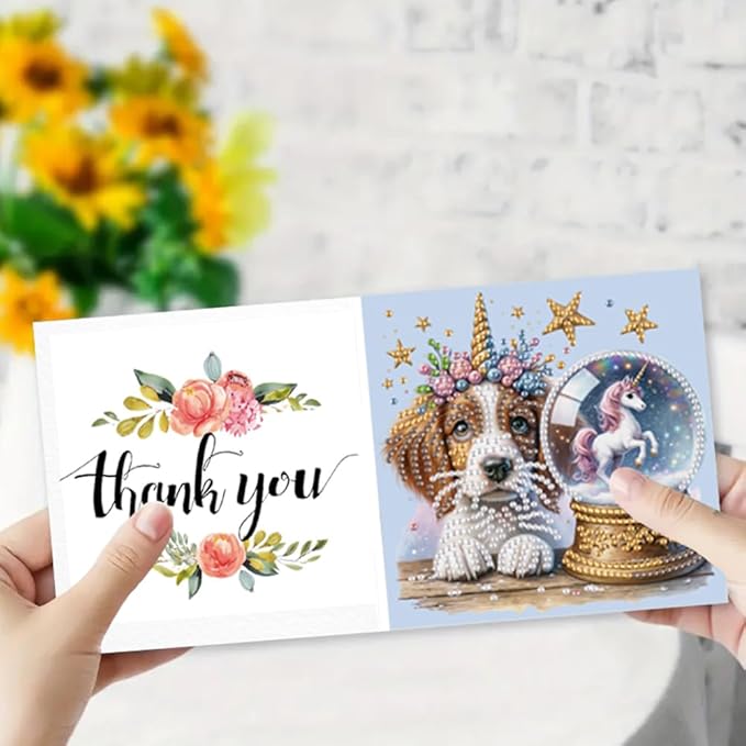 Ceitura 6Pcs DIY Diamond Art Painting Crafts Rhinestone Painting Greeting Card Making Kit Postcard for Holiday Christmas New Year Party Favors (Dogs)