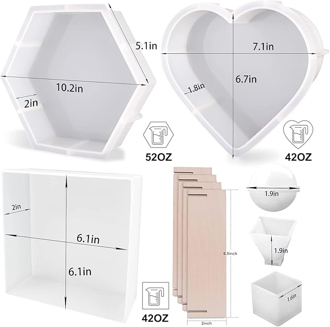 3PCS Resin Molds Silicone,Epoxy Resin Casting Craft Mold for Flower Preservation Bookends DIY Art (3)