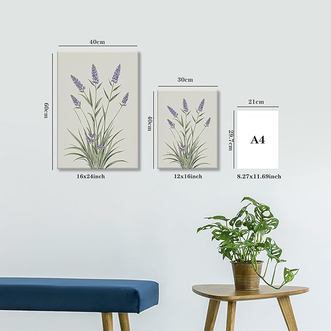TUEASKY 3 Piece Framed Colorful Wildflower Wall Art Vintage Botanical Canvas Wall Decor Watercolor Floral Prints Poster for Living Room Bedroom Office 12x16in