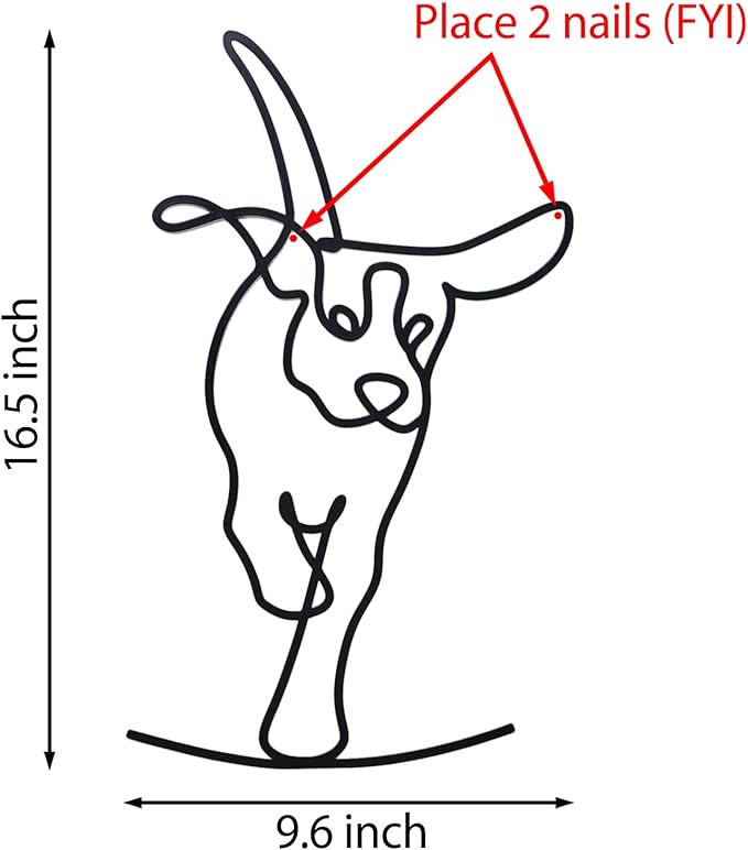 TYLCC Black Metal Dog Wall Decor Minimalist Abstract Dog Wall Art Line Drawing Art for Living Room Bedroom Decorations (Lovable)