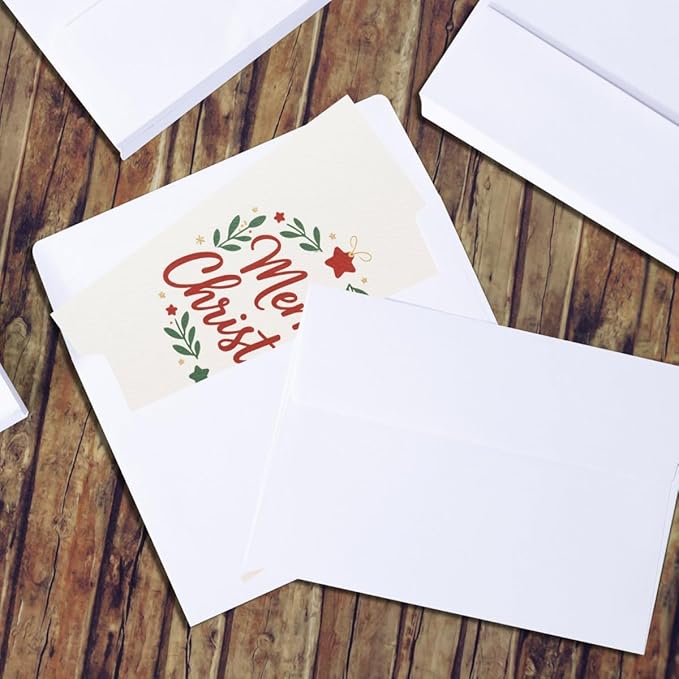 Keketer A7 White Printable 5x7 Envelopes 50 Pack Self - Seal, for 5x7 Cards, Weddings, Invitations, Baby Shower 5.25 x 7.25 Inches