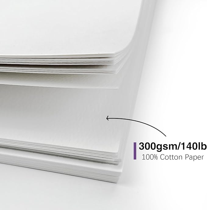 30 Pack Blank Foldable Watercolor Cards with Envelopes 5"x7", 10 Sheets Watercolor Postcards, 140lb/300gsm Heavyweight 100% Cotton Cards for Painting, Greeting, Birthday Valentine