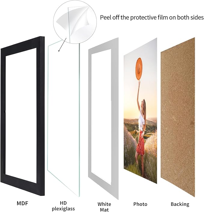 Lyeasw 8x10 Picture Frame Black Set of 15, Display Pictures 8x10 with Mat or 9x11 without Mat, Multi Photo Frames for Wall or Tabletop