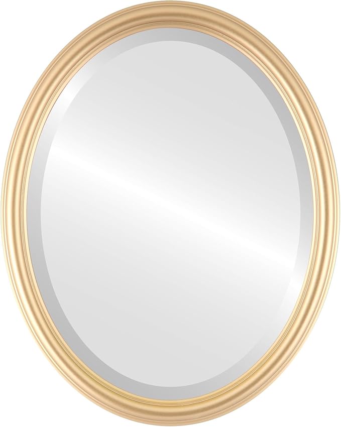 OVALCREST Oval Beveled Wall Mirror for Home Decor - Saratoga Style - Gold Spray - 14x18 Outside Dimensions