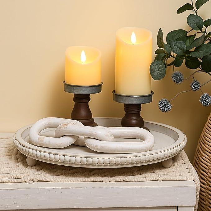 Lezonic Rechargeable Flickering Flameless Candles Battery Operated with Remote and Timer, Pack of 3(D 3'' X H 4''5''6'') Long Lasting Ivory White Real Wax LED USB Pillar Candles