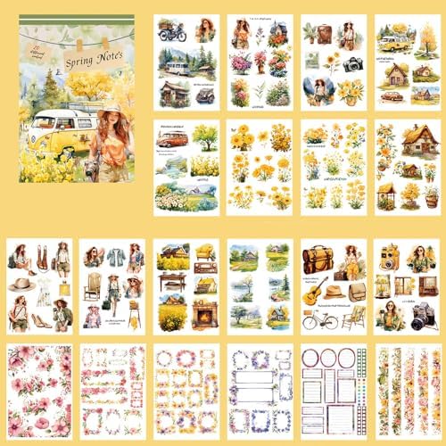 Alideco 20pcs Vintage Scrapbook Stickers Europe and The United States Figure Flowers Sticker Book for Adults Sticker journaling Stickers for Scrapbooking (chunribiji) by Alideco