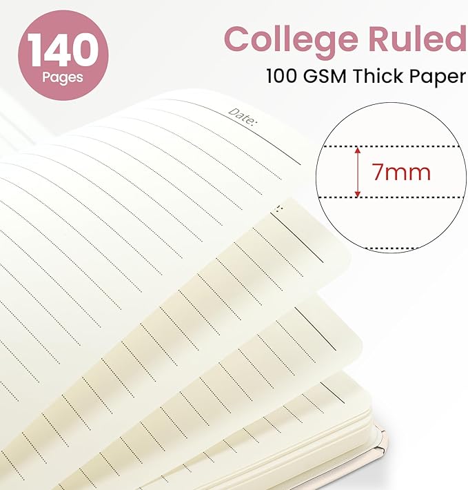 Lined Spiral Journal for Women, A5 Hardcover Cute Notebook for Work & Note Taking, Aesthetic Pretty Journal for Writing, 140 Pages, 6"x8", Whimsical Bits