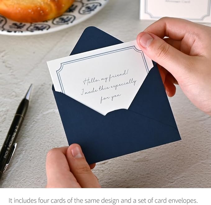 Monolike Day by Day Card, 112 Blank Blue - Mix 48 Mini Single cards, 24 envelopes Package