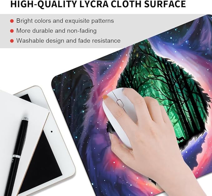 The Wolf in The Forest Texture Mouse pad, Square Waterproof and Anti Slip Mouse pad for Office laptops