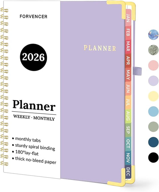 2026 Planner, Forvencer Calendar Planner Weekly and Monthly, Jan 2026-Dec 2026, 6" X 8", Hardcover Agenda Book, Daily Journal Organizer with Inner Pocket, Notebook for Office School, A5, Purple
