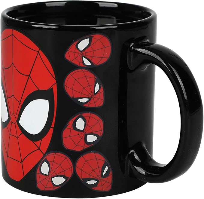Spider-Man Mask 16 Oz Heat-Reactive Black Ceramic Mug