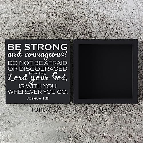 Bible Verse Wooden Box Sign Plaque Be Strong and Courageous Do Not Be Afraid Wood Box Sign Rustic Art Home Office Shelf Desk Decor 5 x 5 x 1 Inches - Image 3