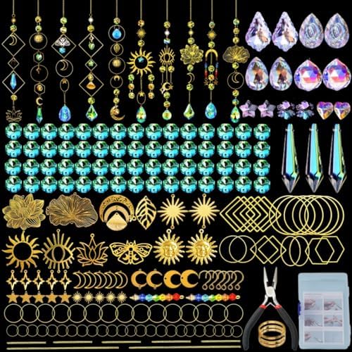 IcosaMro 400PCS Sun Catcher Kit Arts and Crafts for Adults Crystal Suncatcher Crafts Kit Suncatchers DIY Prism Making Supplies for Indoor Window Hanging, Outdoor Garden Decor Wedding Christmas by IcosaMro