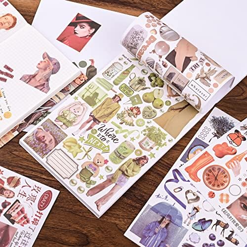 Vintage Washi Stickers for Scrapbooking, Scrapbook Stickers for Junk Journals, 50 Sheets Aesthetic Sticker Book for Journaling Supplies,Art Bullet Journals for Adults Teens Girls with 1pcs Carving - Image 4