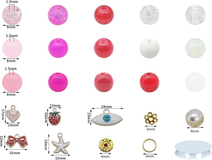 Pamir Tong 640PCS 8mm Assorted-Color Glass Beads for Jewelry Making Bracelet Durable Space Loose Round Beads for Jewelry Making Earring, Necklaces, Adult Craft Supplies