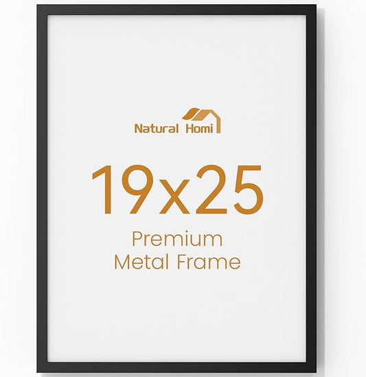 19x25 Aluminum Metal Picture Frame,Tempered Glass Black Large 19 x 25 Poster Frame for Puzzles Photos or Artwork for Wall Gallery Mount Horizontal or Vertical Decor Home,Office,Hotel