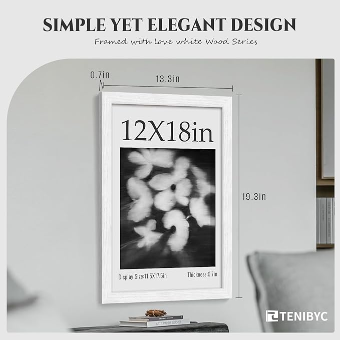 Picture Frame 4 Pack - Solid Wood Poster Photo Frame - Woodgrain Series - Room, Office, Gallery, Studio Display - Wall Hanging
