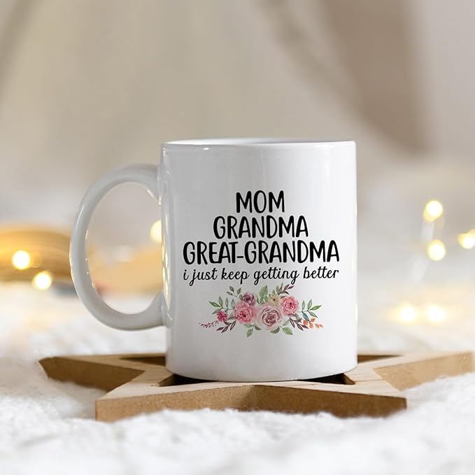 IWXYI Great Grandma Coffee Mug - Great Grandma Gifts for Birthday Mothers Day, 11oz Floral Mother‘s Day Coffee Mug Ceramic, Mothers Day Gifts