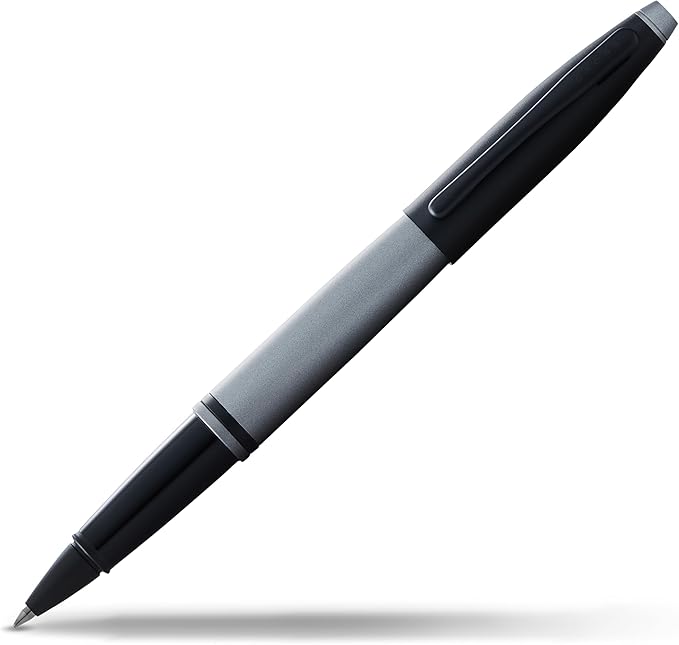Cross Calais Refillable Rollerball Pen Presented in a Luxury Gift Box - Medium Point, Black Ink, Matte Gray & Black