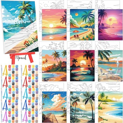 Blosssound 10 Set Pre Printed Canvas for Painting 5x7, Hawaii Canvas by Blosssound