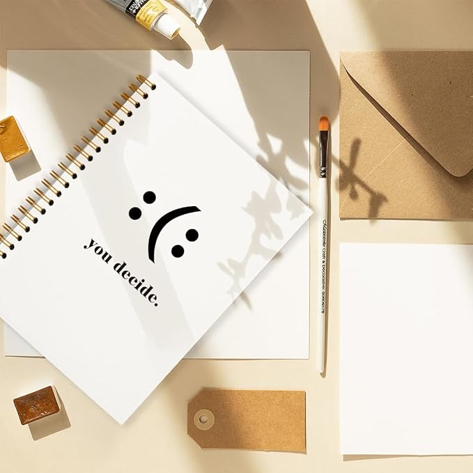 Funny Notebooks for Work, You Decide Sad Face Notebook, Motivational Notebooks for Women Men Coworkers, Office Desk Supplies, Hardcover Spiral Notebook 5.5x8.3 Inch