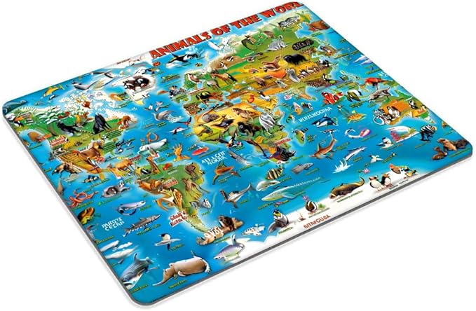 Square Mouse Pad World Animals,Gaming Mouse Pads for Desk,Soft Computer Waterproof Non-Slip Mouse Mat