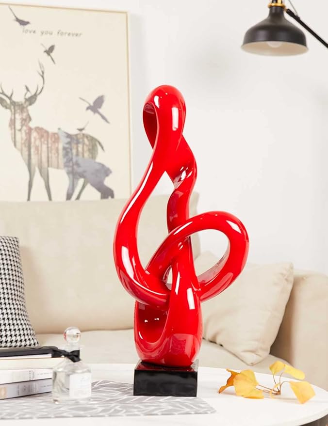NENBOLEC Sculpture Music Note Decor Modern Statue Gifts Treble Clef Figurine Polyresin Arts Red 23 inch