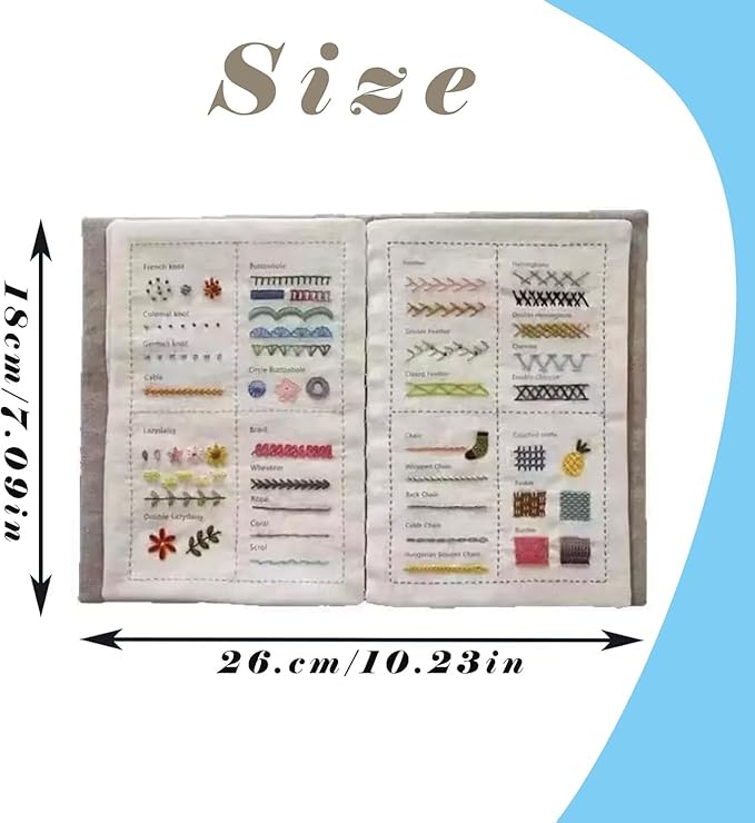 2026 New Embroidery Stitch Book Kit, Beginners Portable All Scenario Stitch Book, Comes with a Complete Toolkit and Instructional Tutorial, Embroidery Kit for Beginner & DIY Embroidery Craft Lovers