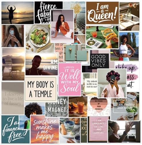 Affirmation Vision Board Supplies - 50 Pcs Black Girl Stickers Bulk by LetCreativityFlourish