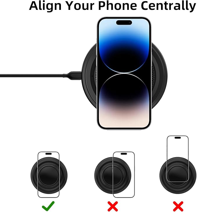 Wireless Charger with 20W USB C Wall Charger Block, for iPhone 17 16 15 14 13 12 Air Pro Plus Max/11/X/8, 15W Max Fast Charging Pad for Samsung Galaxy S24/S23/S22/S21/S20/Note 10/Google Pixel(Black)