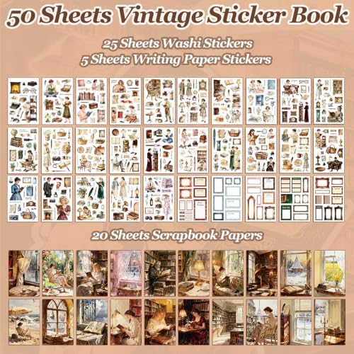 500PCS Washi Stickers Book for Journaling Supplies,Reading Scrapbook Paper - Image 2